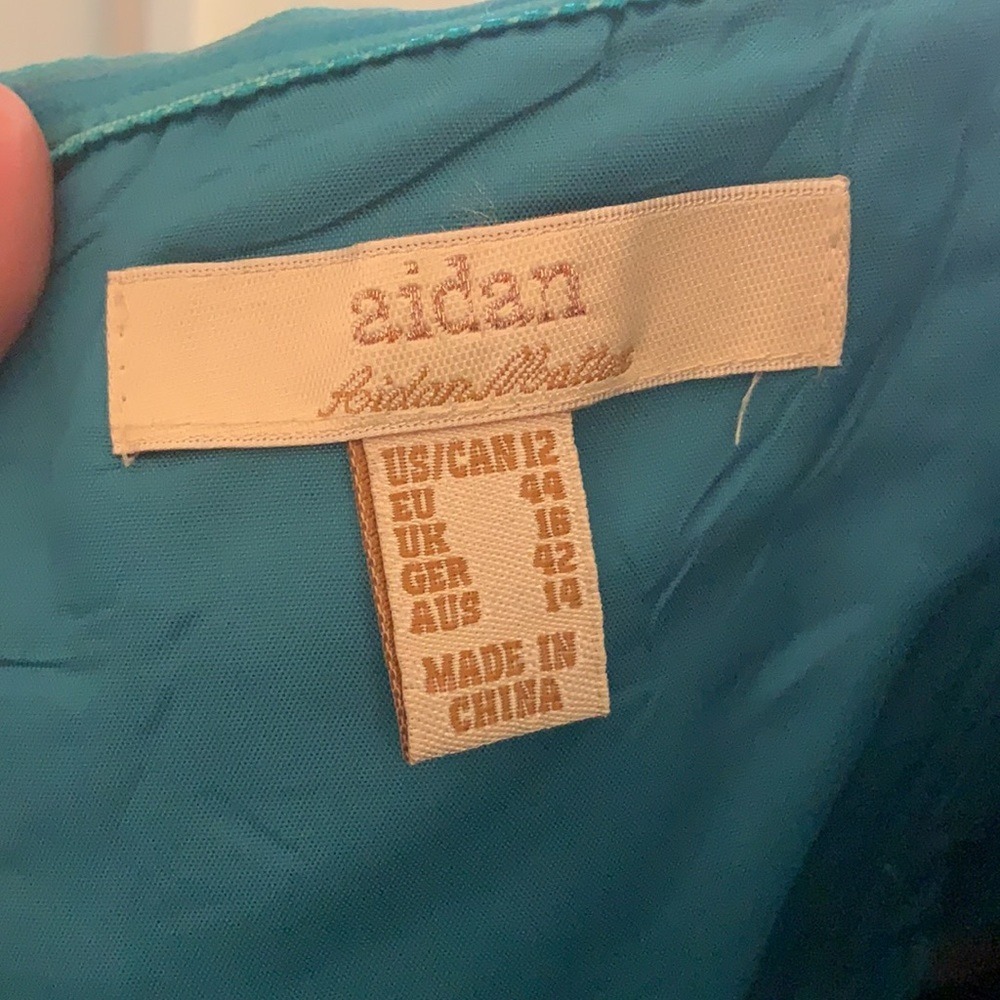 Aidan Mattox Turquoise Blue Pleated Sweetheart Fit and Flare Cocktail Dress 12 - Picture 6 of 6